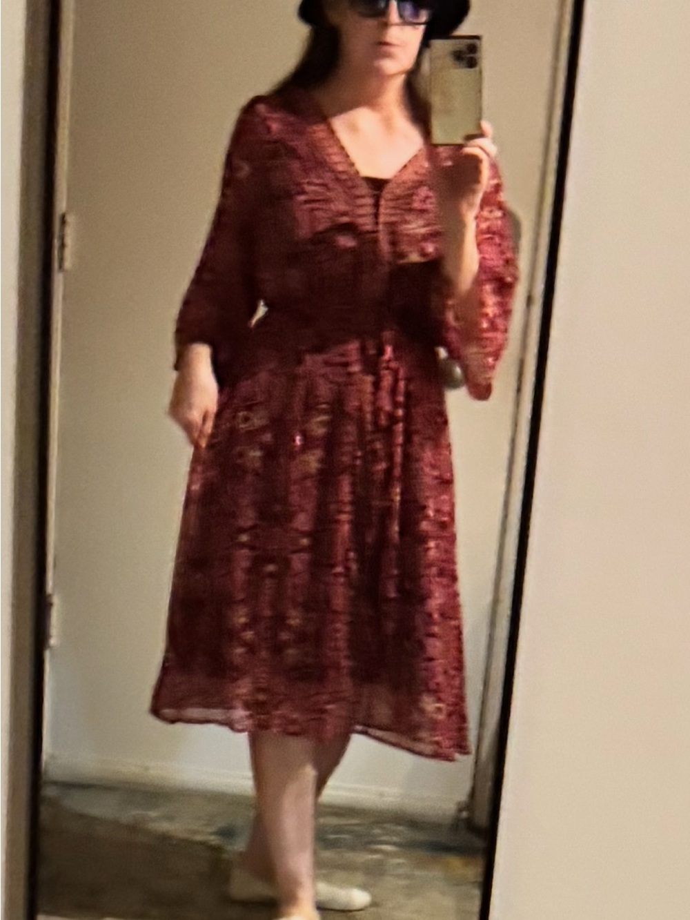 Marks & Spencer Burgundy Midi Dress Indigo collection from Europe